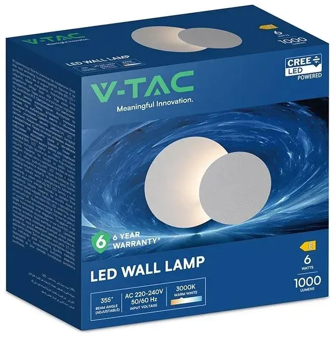 6W LED sieninis šviestuvas, baltas, 3000K, CREE LED chip, pasukamas