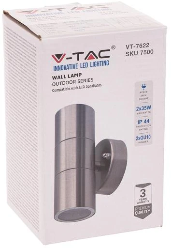 V-tac Ant sienos tvirtinamas GU10 plieno laikiklis, 2 padėčių, IP44