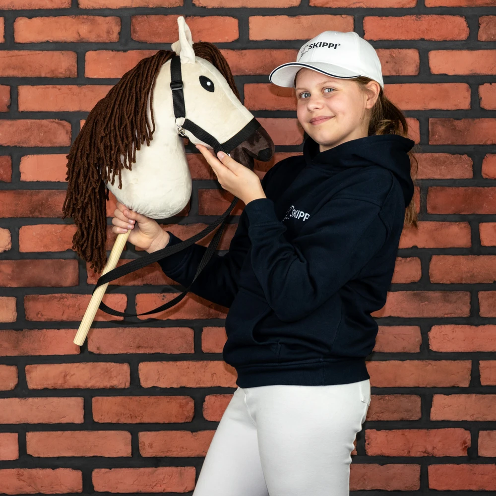 Skippi Didelis žaislinis jojamas arklys su pavadžiais, vaikams nuo 3 metų, rankų darbo, juodas