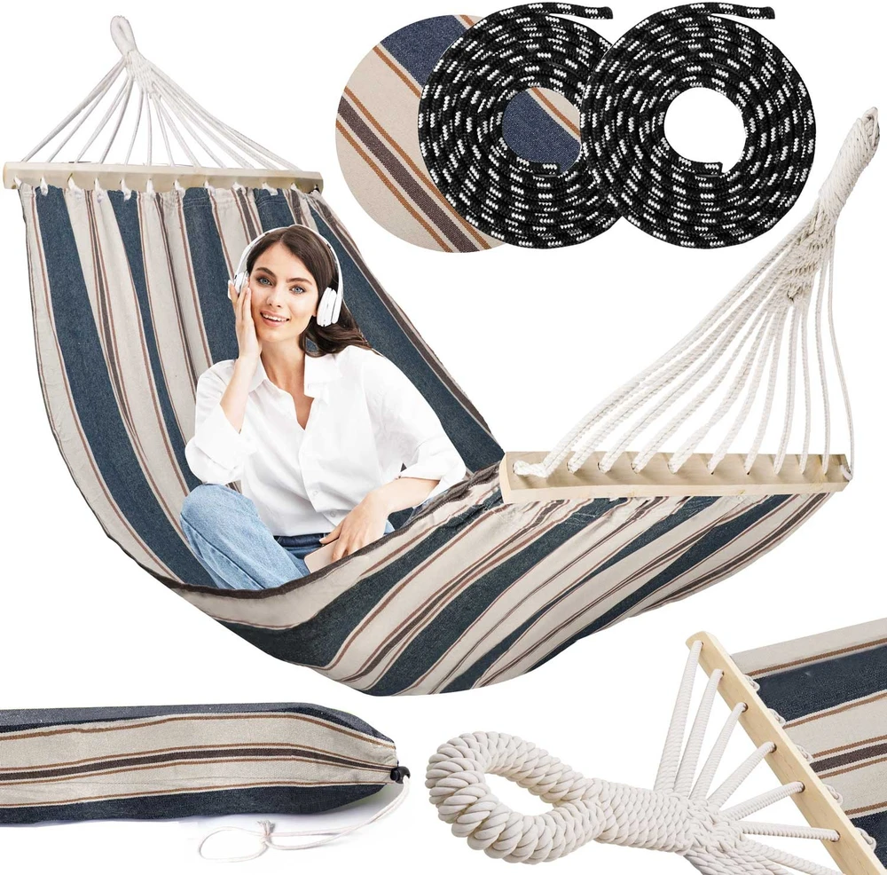 Sofotel „Bahama“ dvigulė sodo hamako sofa, balta ir mėlyna