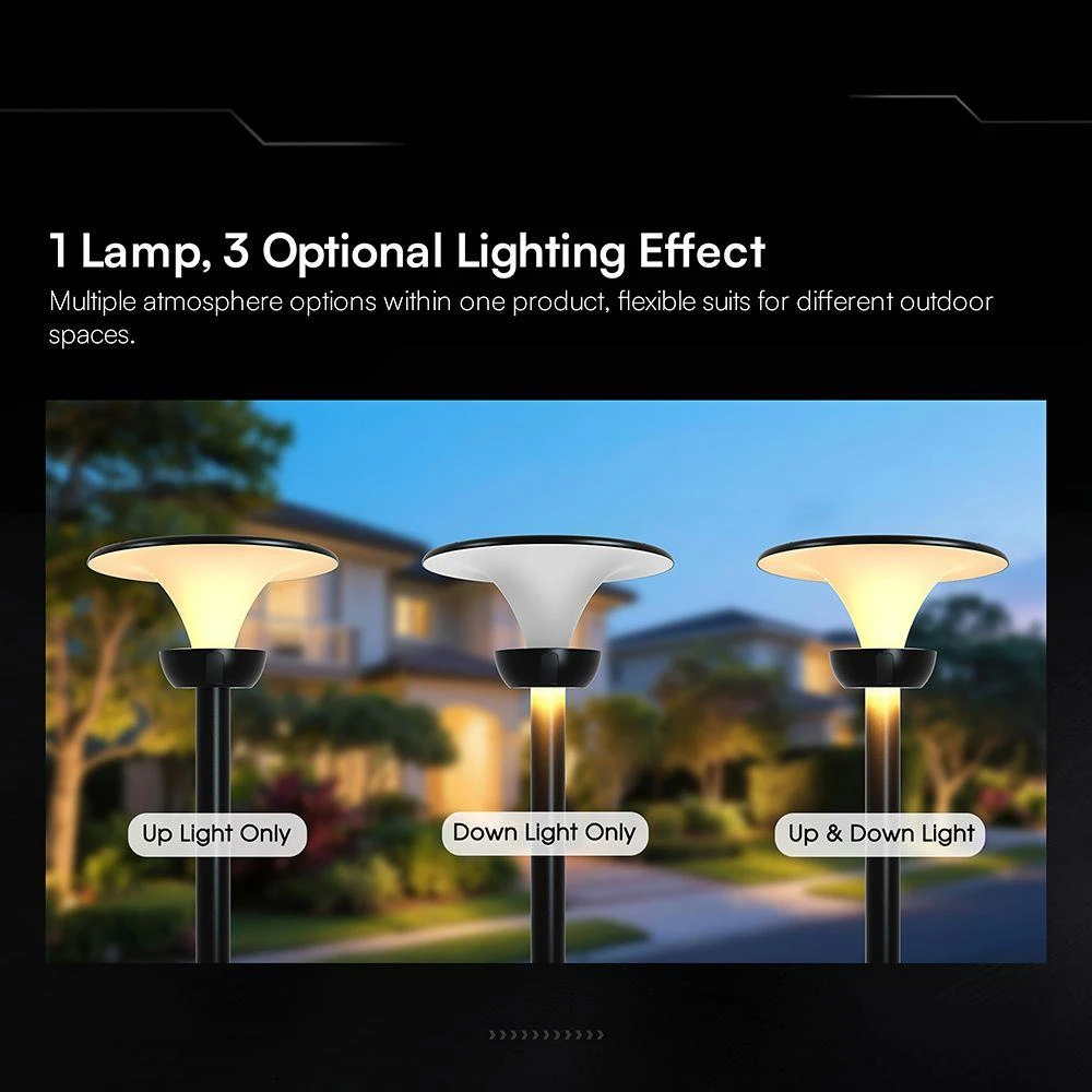 20W LED lauko šviestuvas su saulės baterija, juodos/baltos sp., 3000/4000/6000K