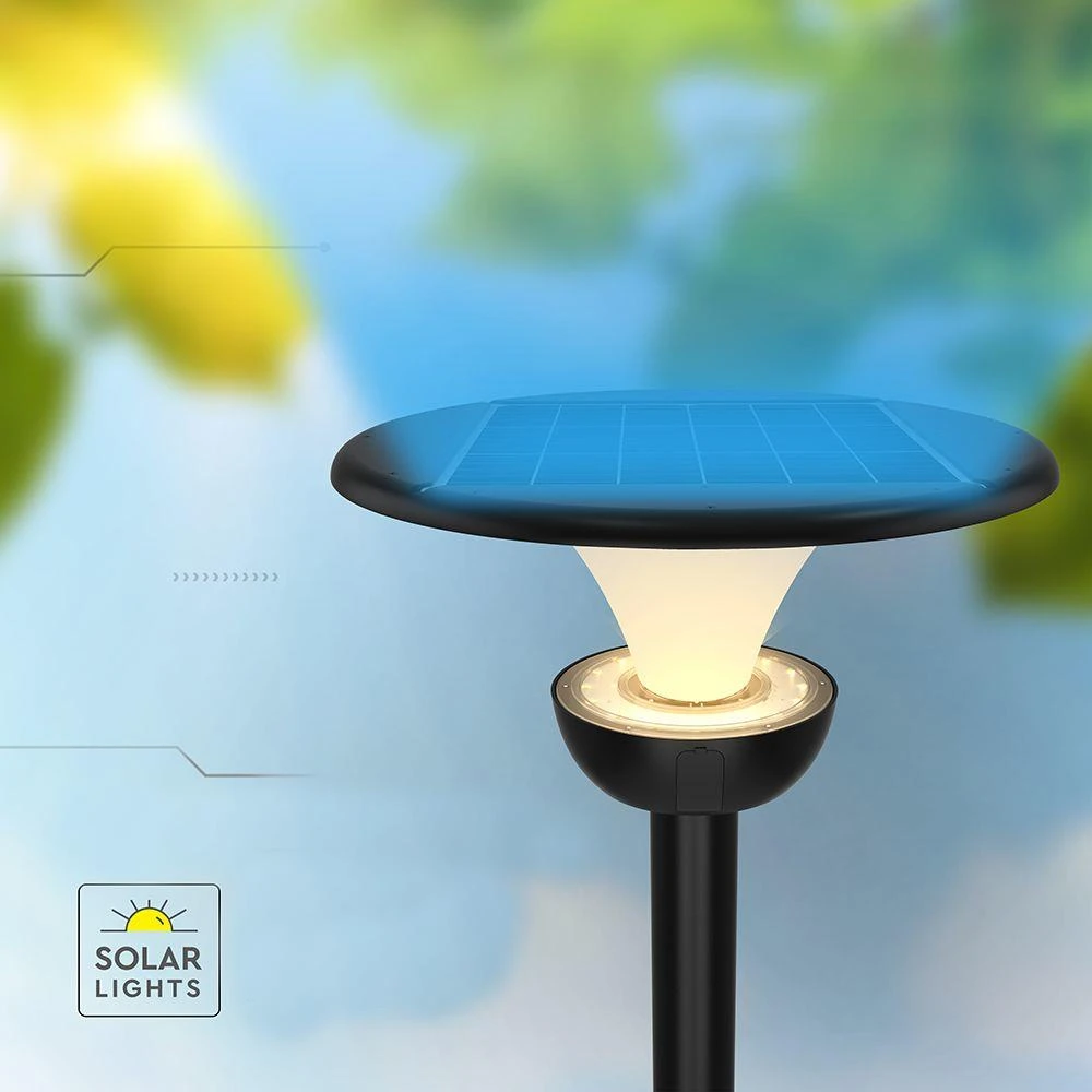 20W LED lauko šviestuvas su saulės baterija, juodos/baltos sp., 3000/4000/6000K