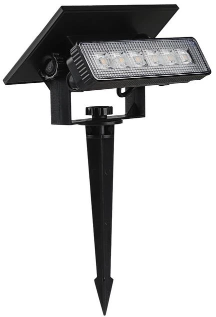 0,9W LED įsmeigiamas lauko šviestuvas, juodas, 3000K, IP65, su saulės baterija
