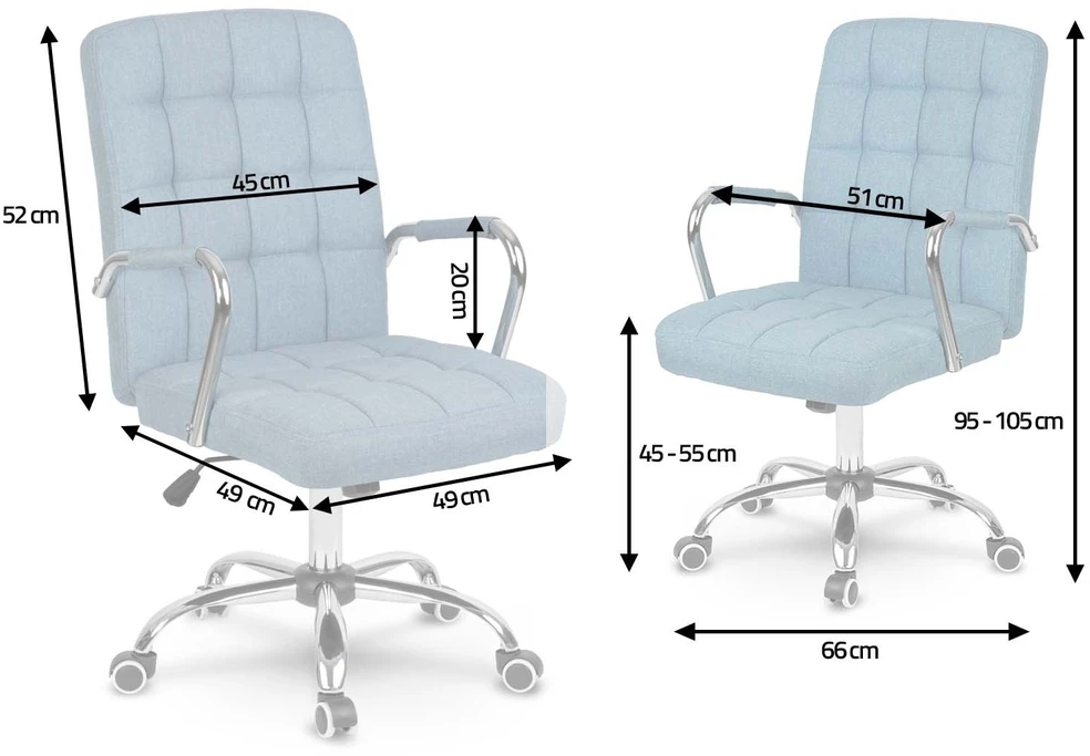 Sofotel Mėlyna audinio biuro kėdė, ergonomiškas dizainas, reguliuojamas aukštis, patogus sėdėjimas biurui ir konferencijų salėms