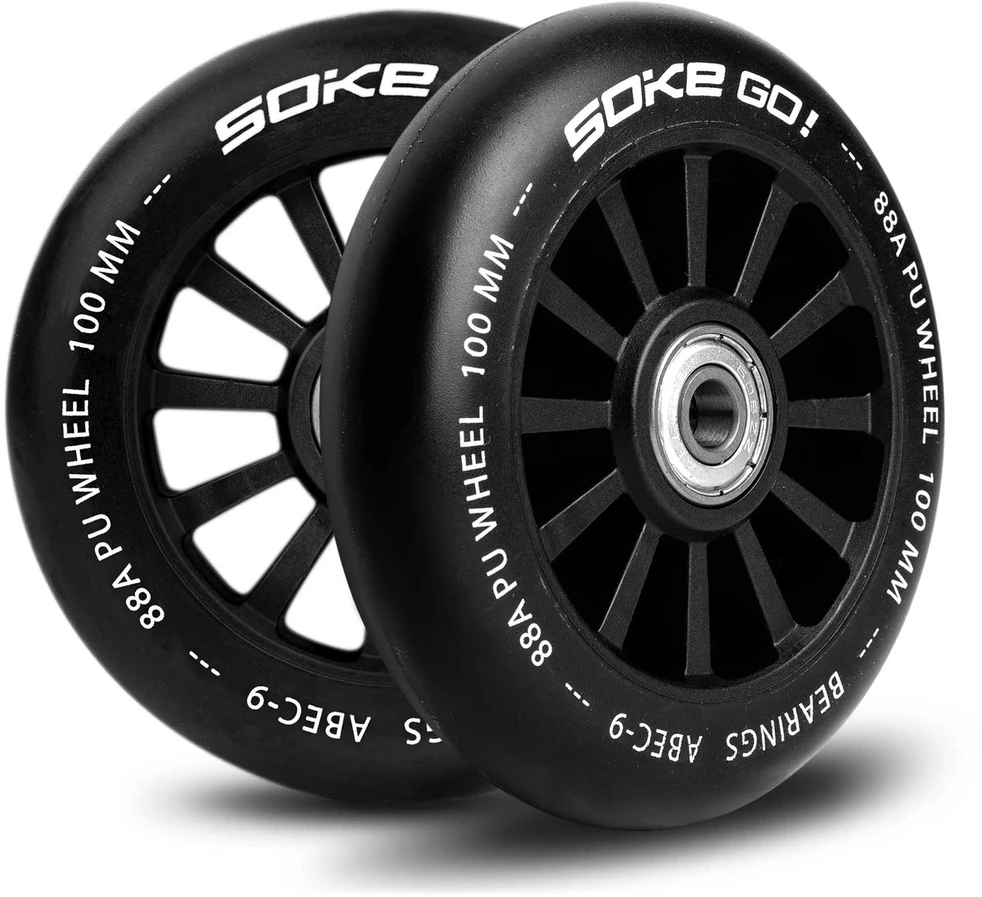 Soke Paspirtuko ratukai 100 mm juodi 2 vnt.