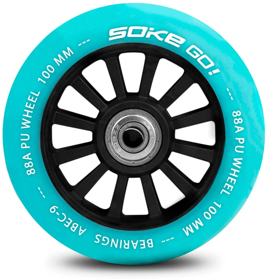 Soke 100 mm turkio spalvos riedžių ratukai paspirtukui, 2 vnt