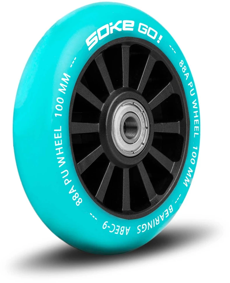 Soke 100 mm turkio spalvos riedžių ratukai paspirtukui, 2 vnt