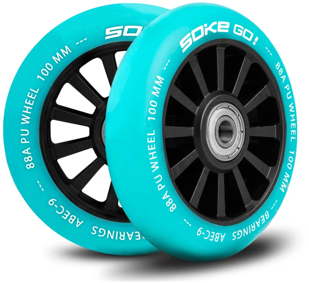 Soke 100 mm turkio spalvos riedžių ratukai paspirtukui, 2 vnt