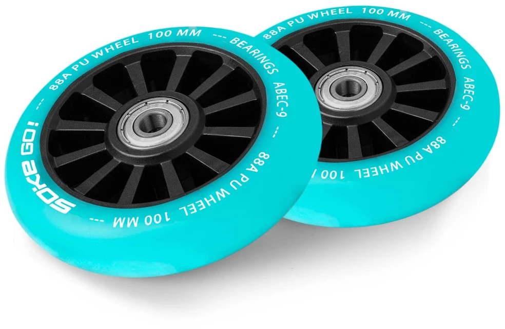 Soke 100 mm turkio spalvos riedžių ratukai paspirtukui, 2 vnt