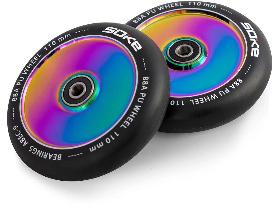 Soke Pilni 110 mm „Rainbow“ ratukai paspirtukui, 2 vnt.
