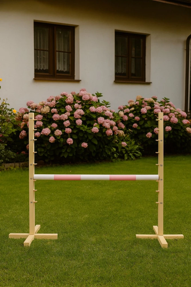 Šuolių kliūtis vaikiška šviesiai rožinė medinė 120 cm