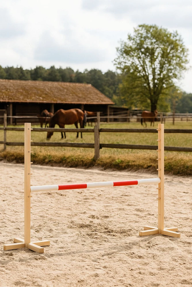 Super Hobby Horse Šokinėjimo kliūtis hobby horse su raudona sija 120 cm