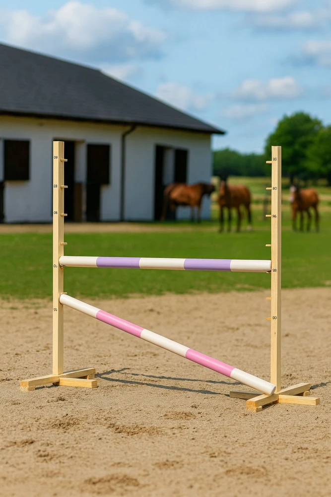 Šuolių kliūtis Hobby Horse 120 cm su dviem kartimis rožinė ir violetinė
