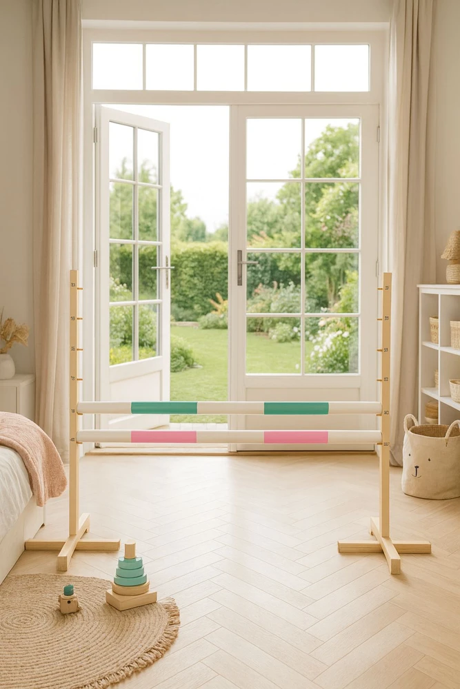 Šuolių kliūtis hobi arkliukui 120 cm mėtų ir šviesiai rožinė