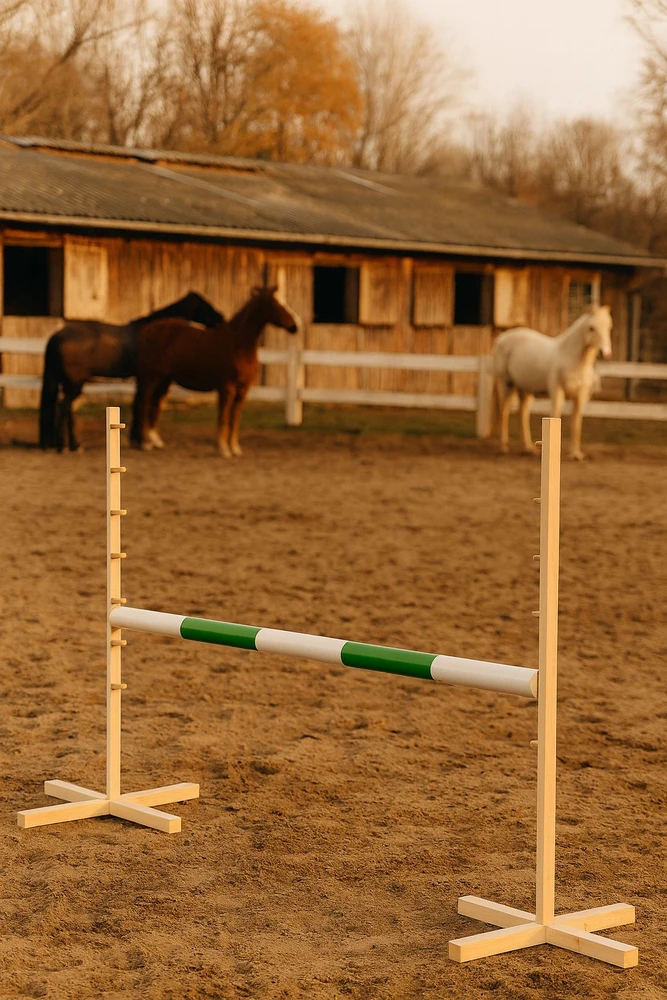 Super Hobby Horse Šuolių kliūtis hobby horse su žalia skersine 120 cm
