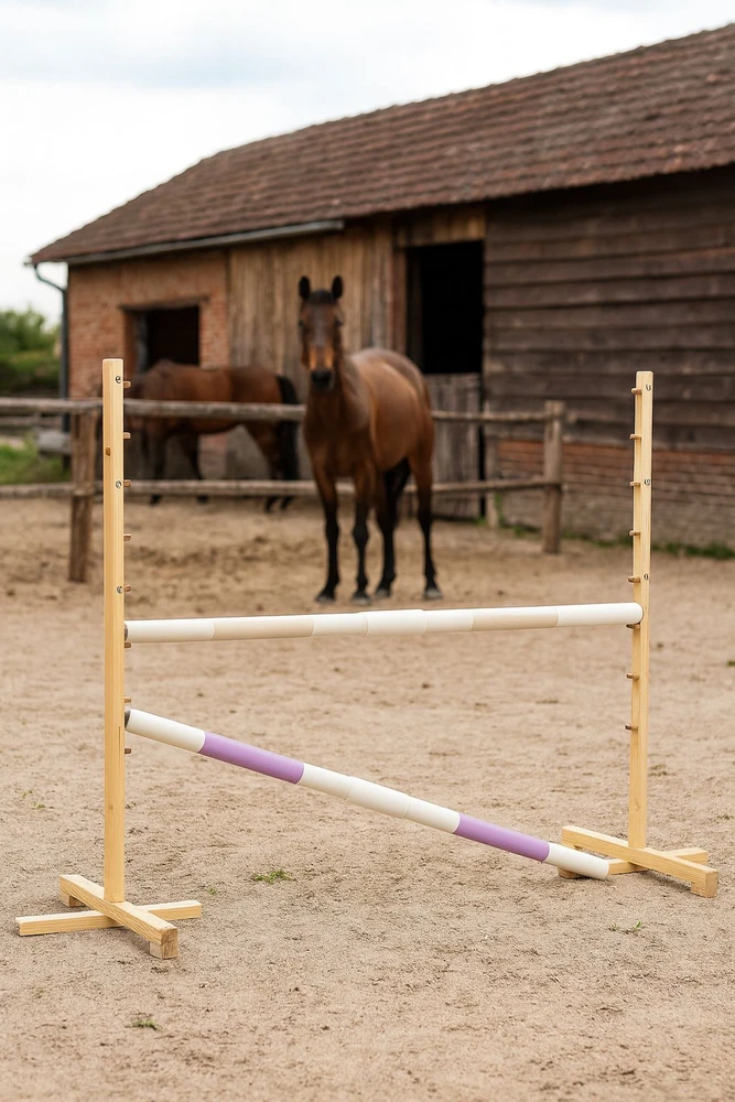 Šuolių kliūtis Hobby Horse smėlio ir šviesiai violetinė 160×120 cm
