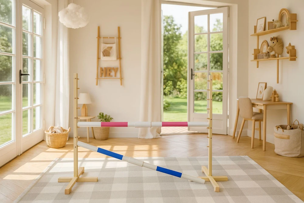 Super Hobby Horse Šokinėjimo kliūtis Hobby Horse rožinė ir mėlyna