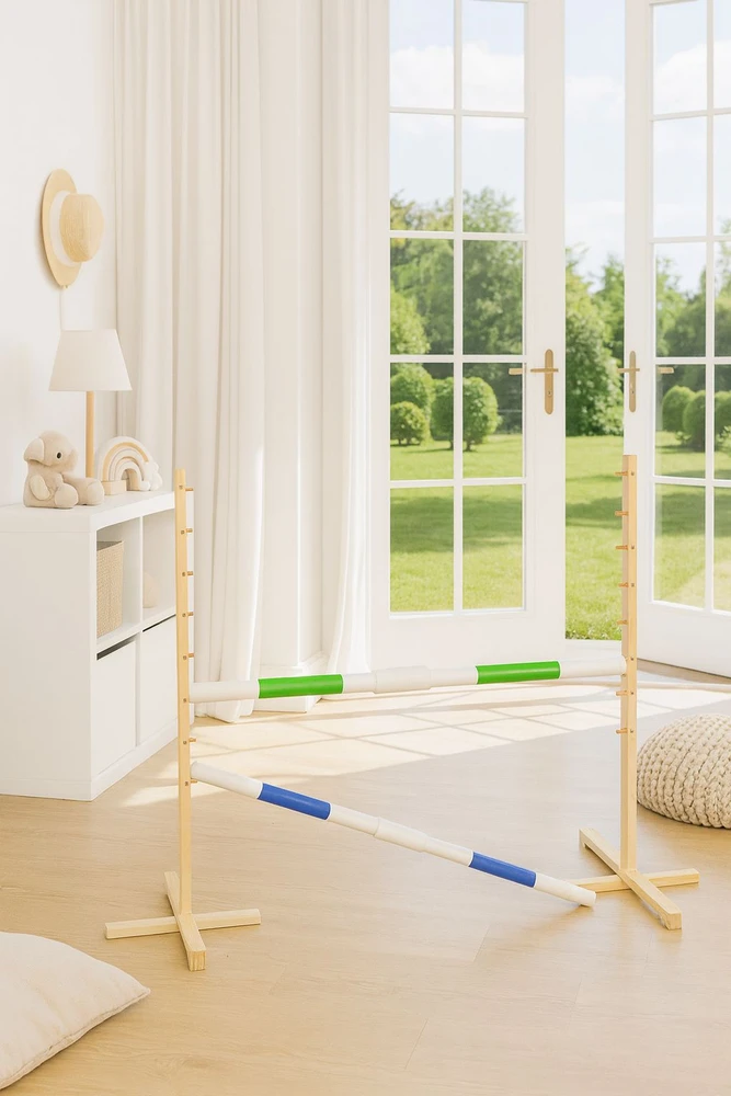 Super Hobby Horse Šuolių kliūtis hobi arkliukui žalia ir mėlyna 120 cm