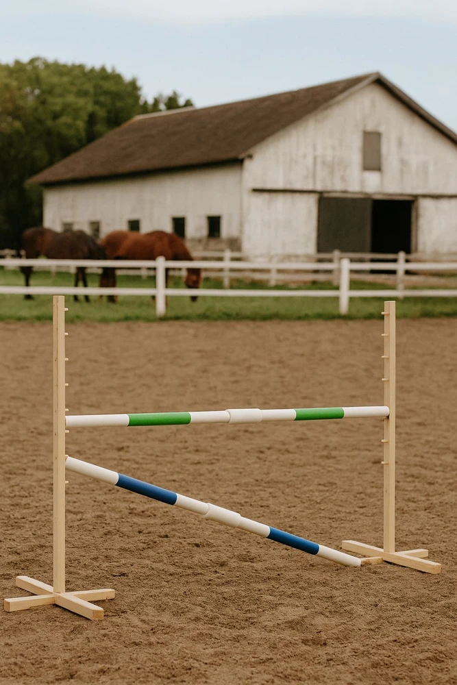 Super Hobby Horse Šuolių kliūtis hobi arkliukui žalia ir mėlyna 120 cm