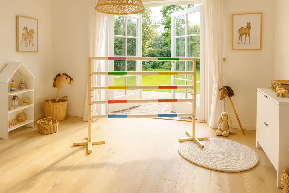 Super Hobby Horse Šuolių kliūtis hobby horse raudona ir mėlyna 120 cm