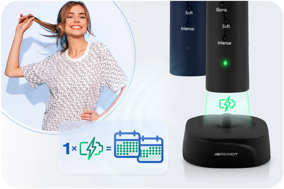 Dantų šepetėlis Berdsen Galaxy Duo sonic dantų šepetėlių rinkinys iš 2 vnt