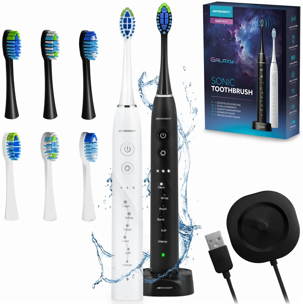 Dantų šepetėlis Berdsen Galaxy Duo sonic dantų šepetėlių rinkinys iš 2 vnt