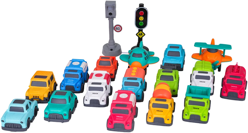 Spalvotų automobilių rinkinys su vilkiku MEGA