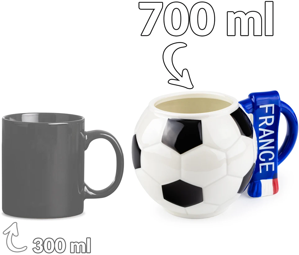 Sprintigo Didelė futbolo formos puodelis su 700 ml talpa, futbolo gerbėjams