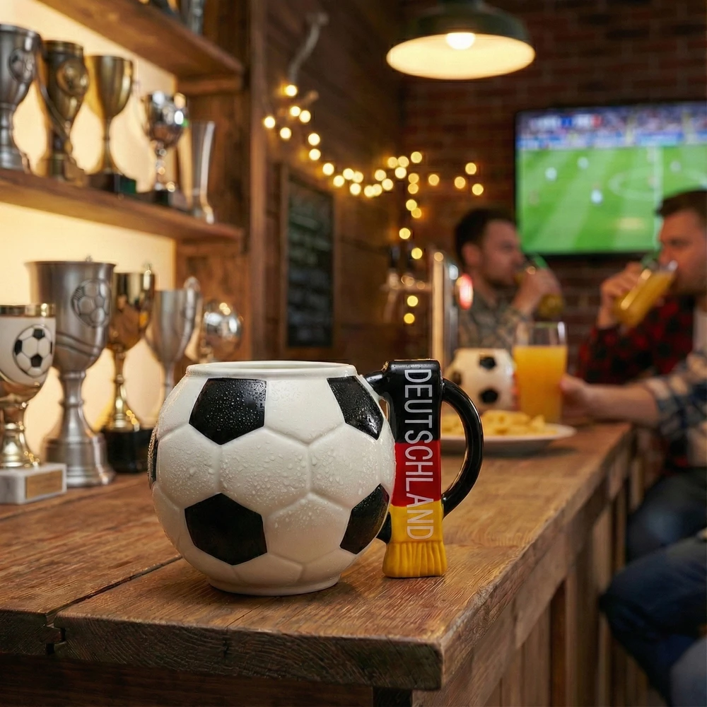 Sprintigo Didelis futbolo formos puodelis su 700 ml talpa ir silikonine padėkliuke