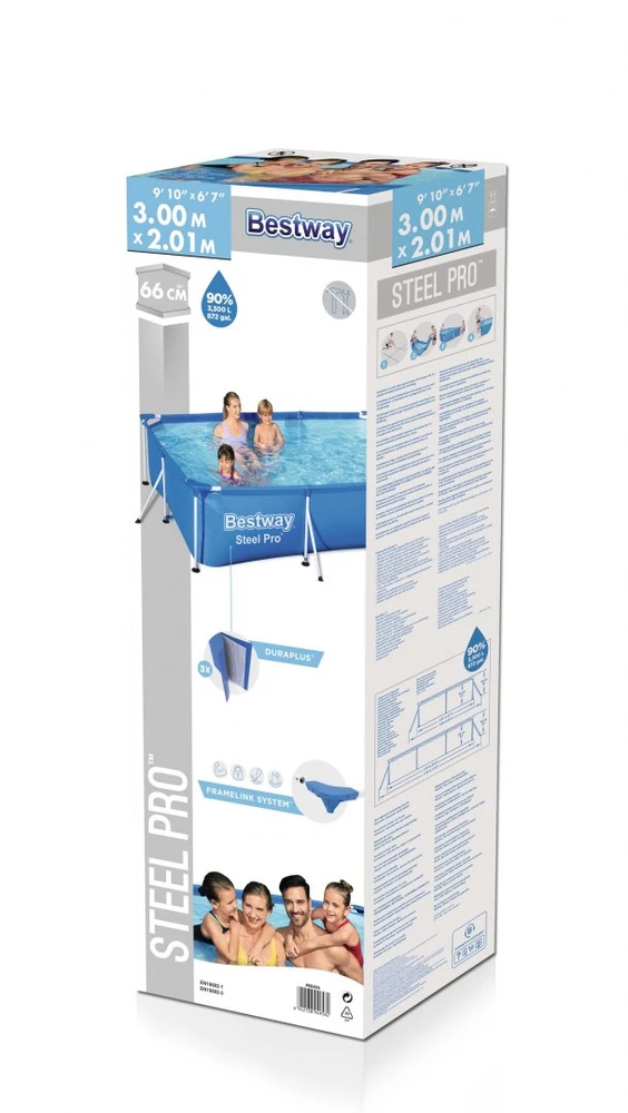 Bestway Steel Pro 56404 antžeminis baseinas Karkasinis baseinas Stačiakampis 3300 L Mėlyna