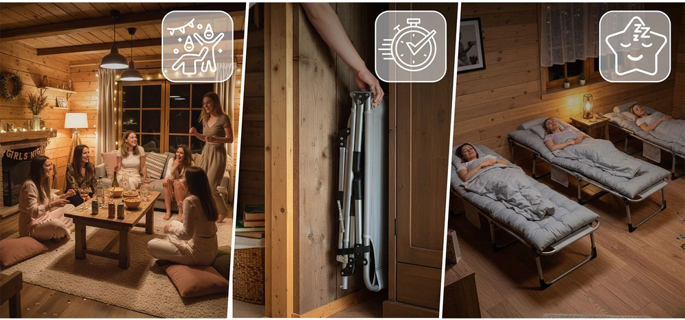 Sulankstoma kelioninė lova ChillWell Dream Sofotel sodo gultas