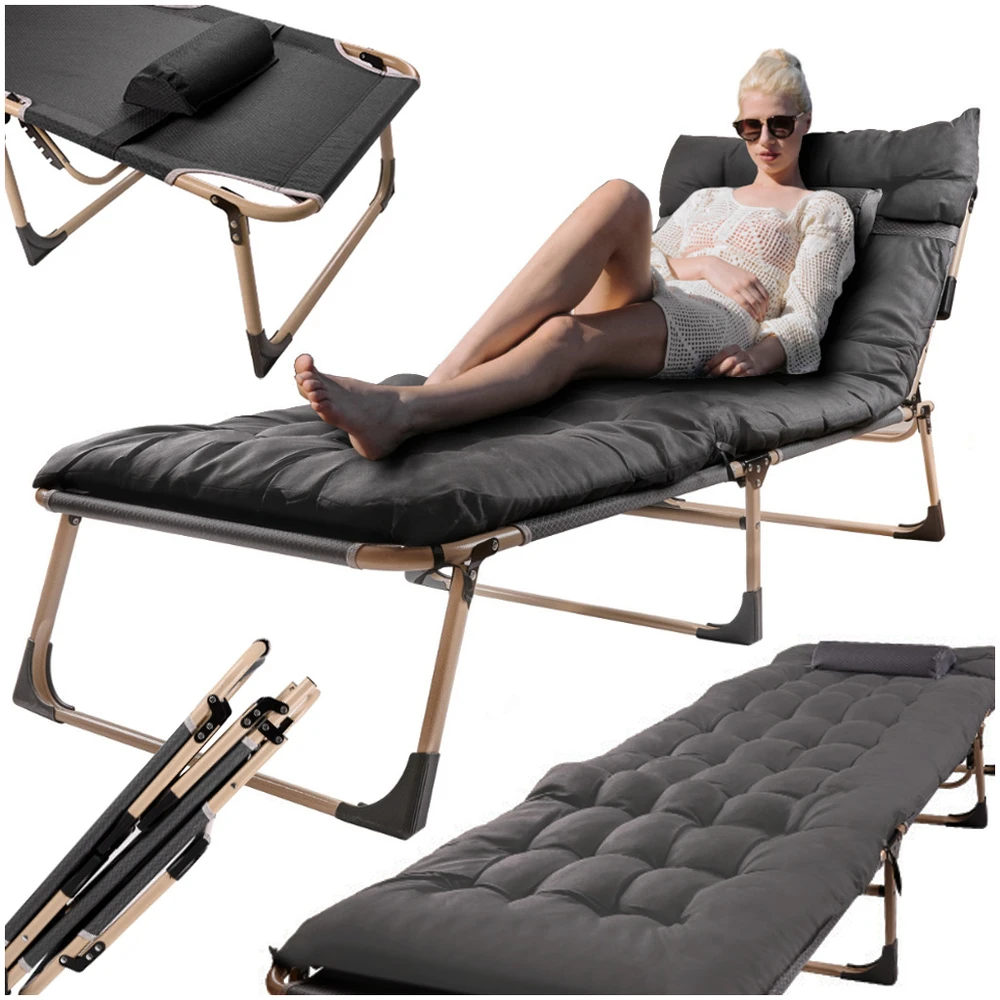Generic Turistinė sulankstoma lauko lova 198 cm tamsiai pilka