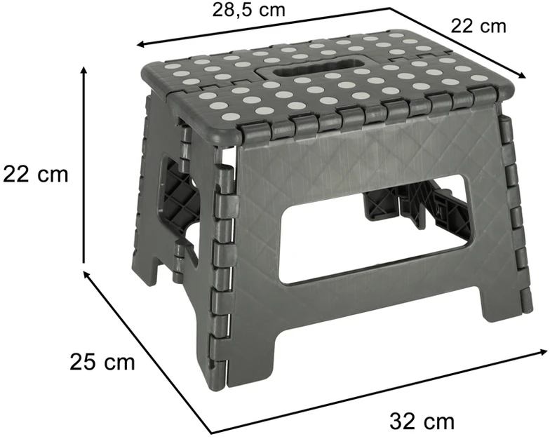 Generic Neslystanti sulankstoma taburetė 22cm tamsiai pilka