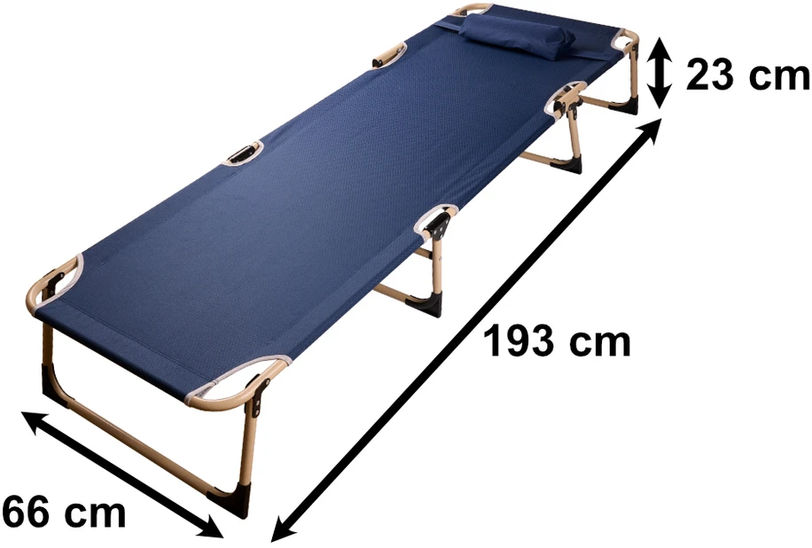 Tamsiai mėlynas sulankstomas lauko gultas 193 cm