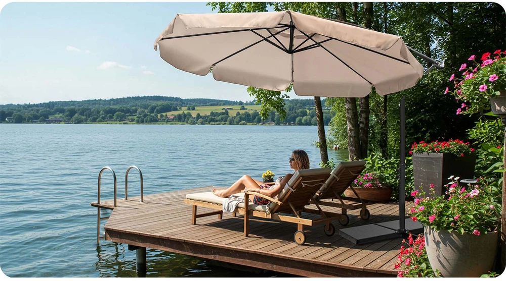 Sulankstomas 8 segmentų 350 cm sodinis skėtis su dėklu Plonos PL-881