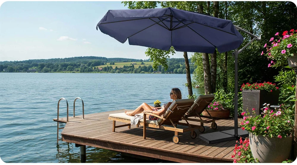 Sulankstomas 8 segmentų 350 cm sodinis skėtis su dėklu Plonos PL-881