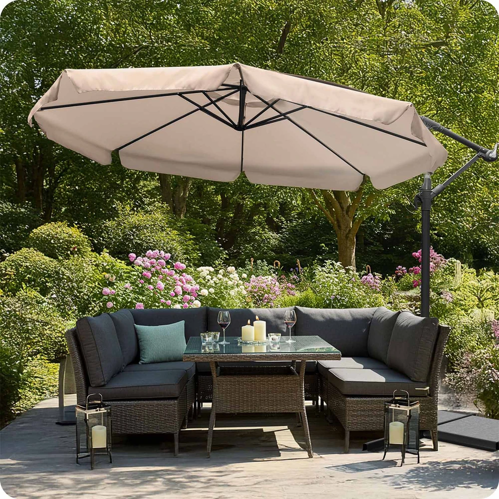Sulankstomas 8 segmentų 350 cm sodinis skėtis su dėklu Plonos PL-881