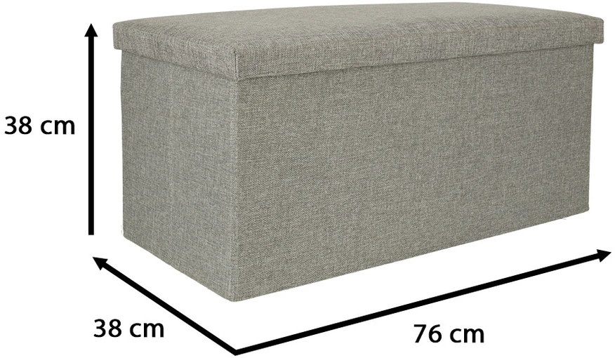 KIK Sulankstomas pufas su dėže pilkas didelis 76x38x38cm