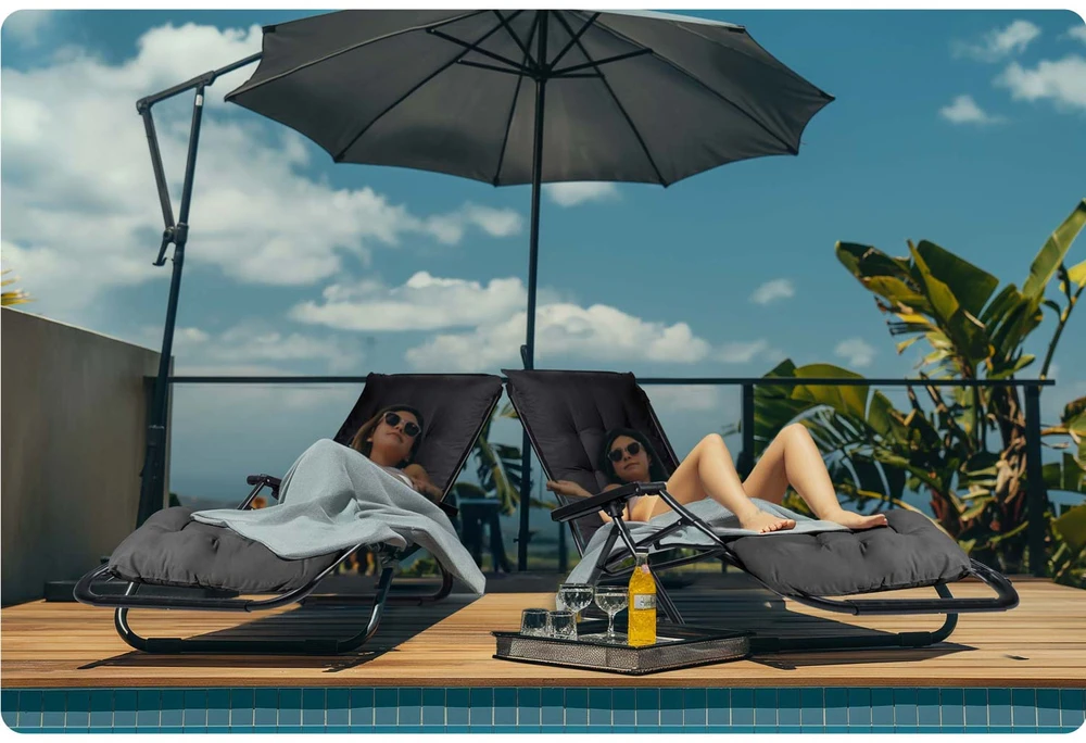 Sulankstomas sodo gultas su pagalvėle Sofotel ChillWell, 2 vnt. rinkinys
