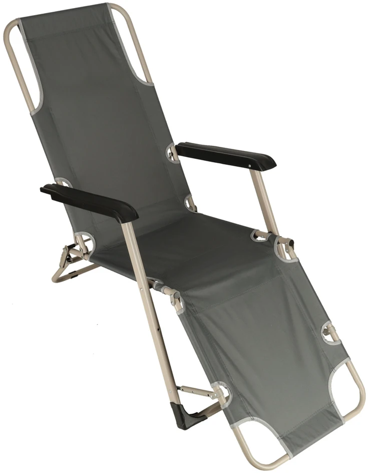 Sulankstomas sodo gultas su porankiais, 160/170 cm, pilkas
