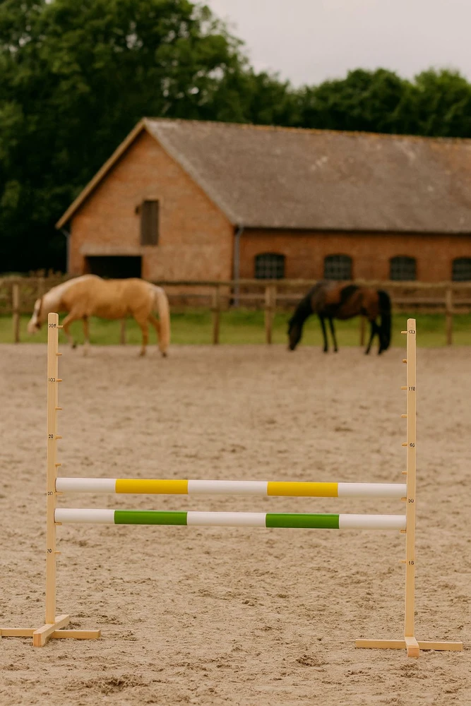 Super Hobby Horse Šuolių kliūtis hobby horse su geltona ir žalia kartimi
