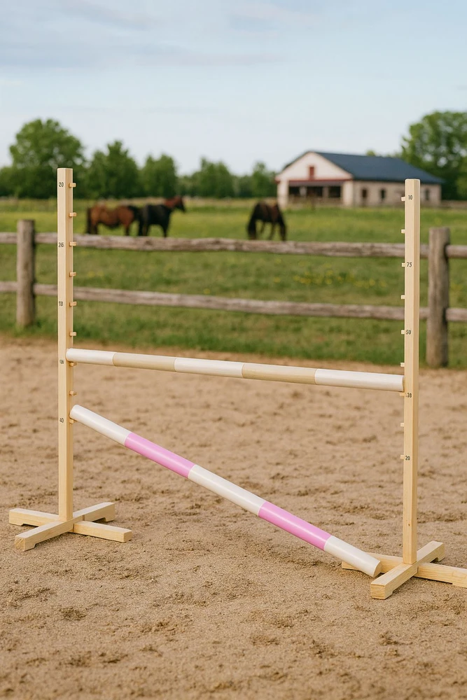 Šuolių kliūtis Hobby Horse 120 cm smėlio ir šviesiai rožinė su dviem kartelėmis