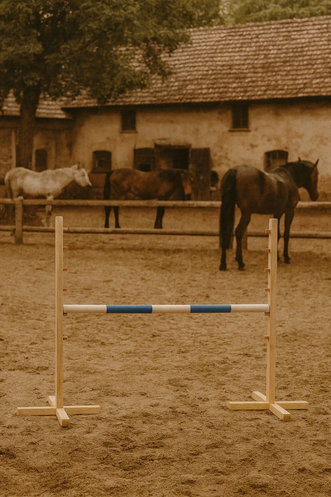 Super Hobby Horse Šuolių kliūtis hobby horse su mėlyna sija 120 cm