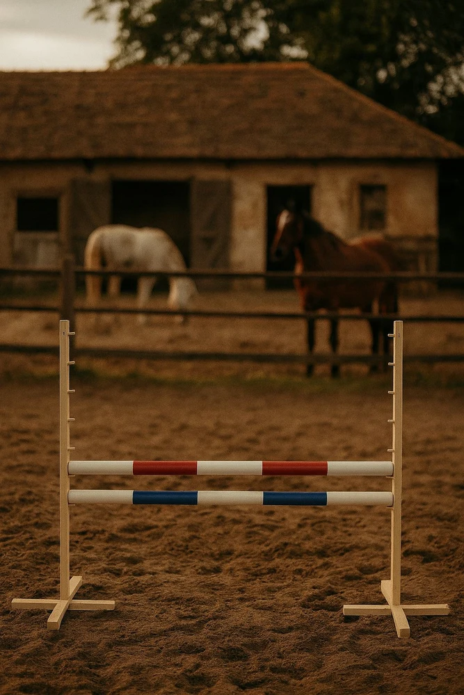 Super Hobby Horse Šokinėjimo kliūtis hobby horse su raudona ir mėlyna kartimi