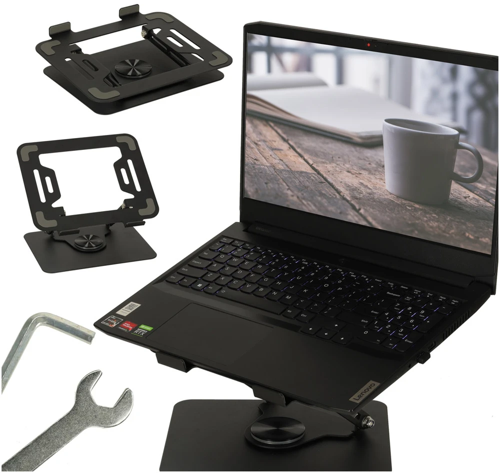 Reguliuojamas 360° ergonomiškas nešiojamojo kompiuterio stovas