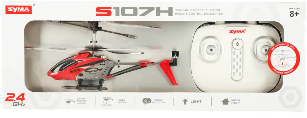 SYMA S107H RC sraigtasparnis 2.4GHz RTF raudonos spalvos