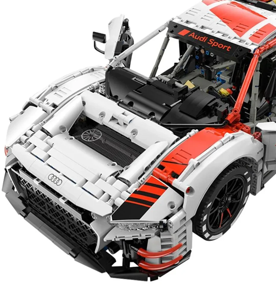 Techniniai konstruktoriaus blokai 1:8 Audi R8 LMS GT3 balti