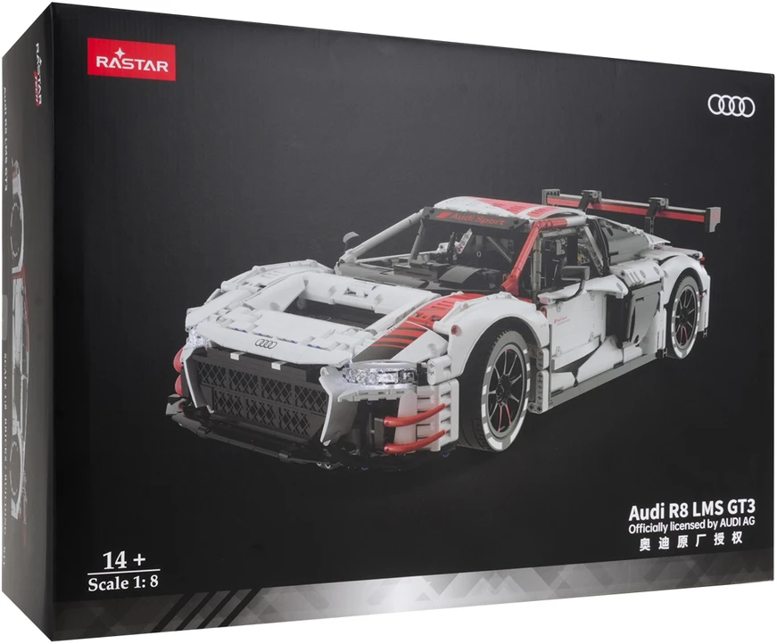 Techniniai konstruktoriaus blokai 1:8 Audi R8 LMS GT3 balti