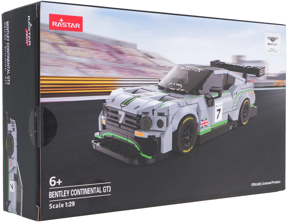 Techniniai konstruktoriaus blokeliai 1:29 Bentley Continental GT3 pilki