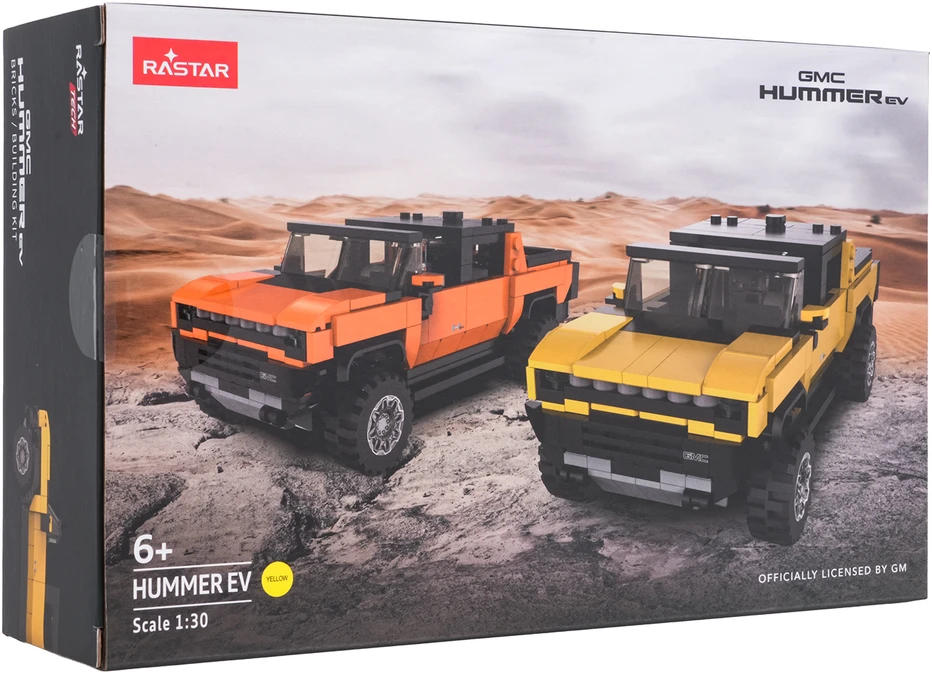 Techniniai konstruktoriaus blokeliai 1:30 Hummer EV geltoni